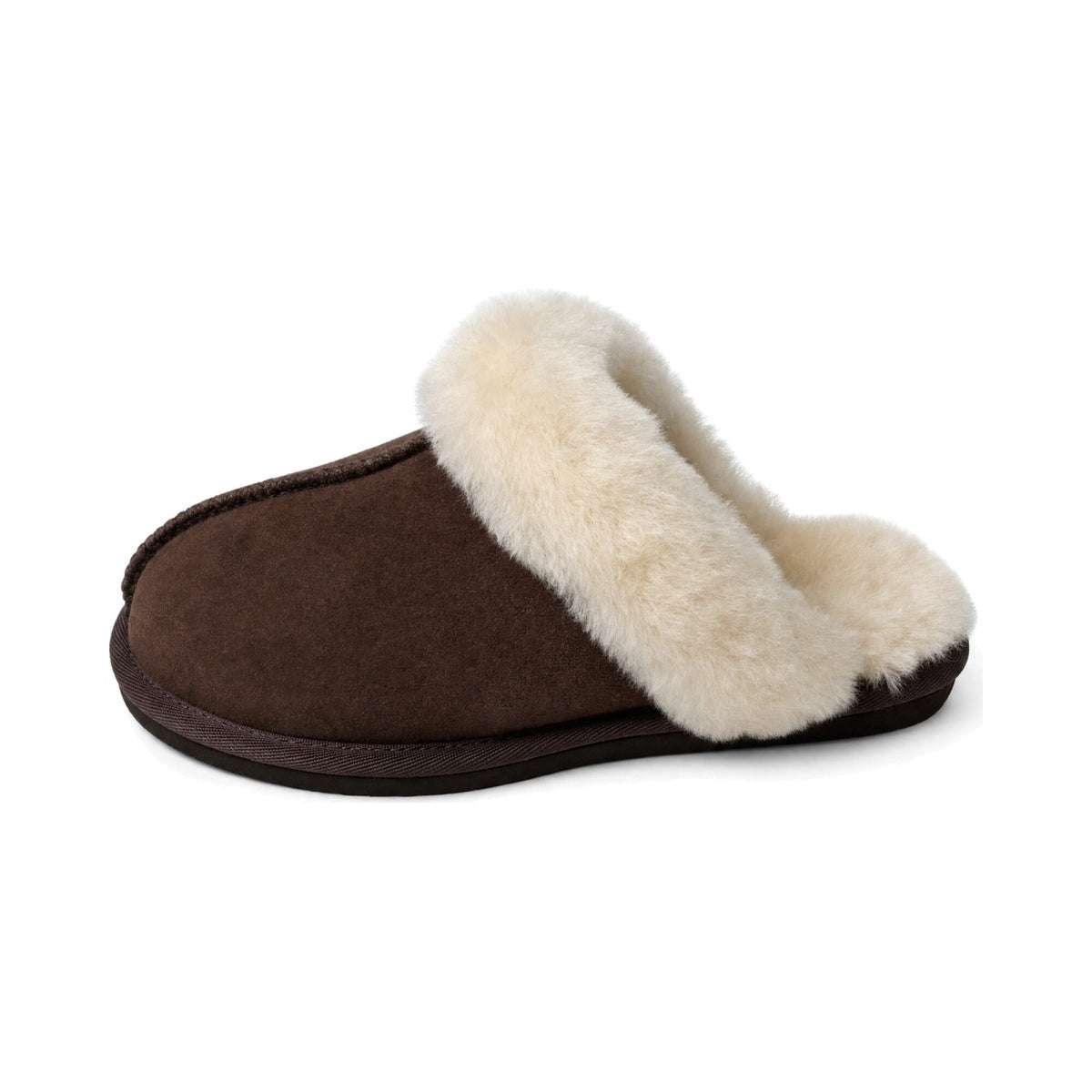 Lammfell Pantoffeln | Wildleder | Offene Ferse Schokolade / S= 36-37