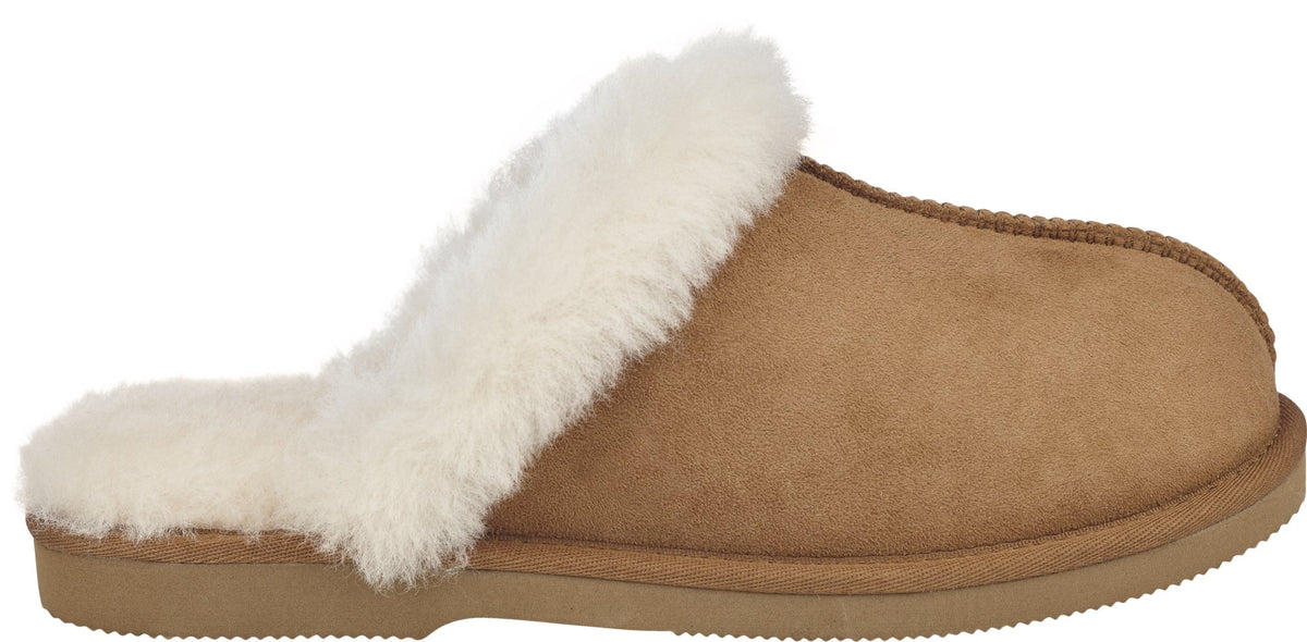Lammfell Pantoffeln | Wildleder | Offene Ferse Kastanie / S= 36-37