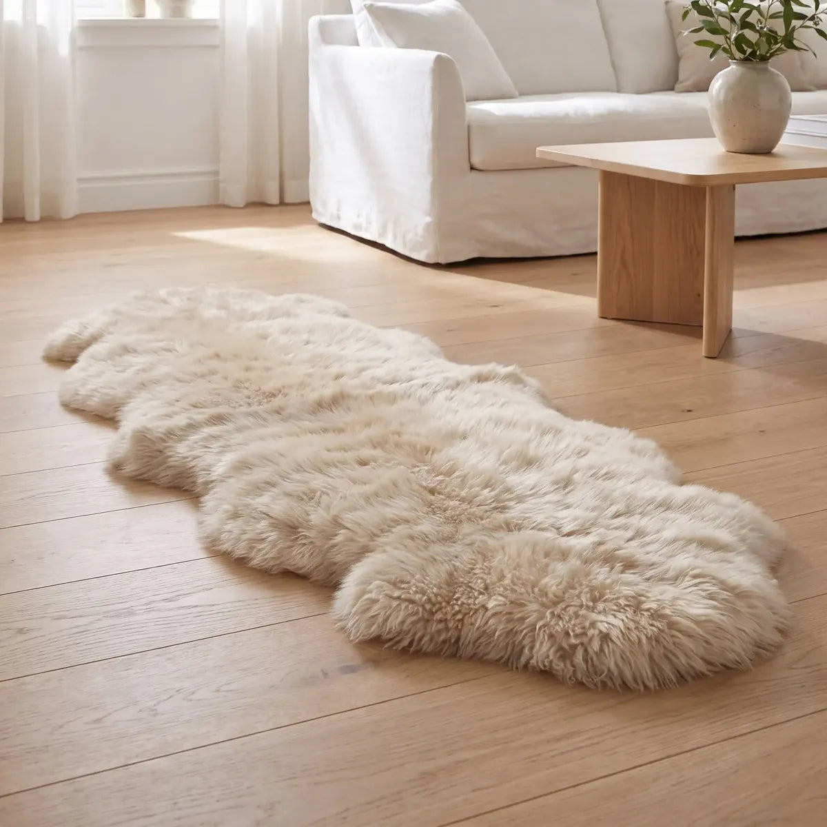 Merino Doppeltes Lammfell – Leinen